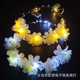 跨境花环发光花环旅游景区森女藤条发光LED花环发箍发饰
