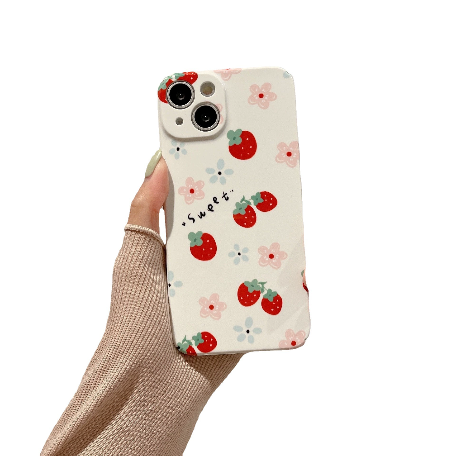 Яблоко, клубника, iPhone 14, мультяшный милый чехол для телефона, цветочный, iphone, 17примакс