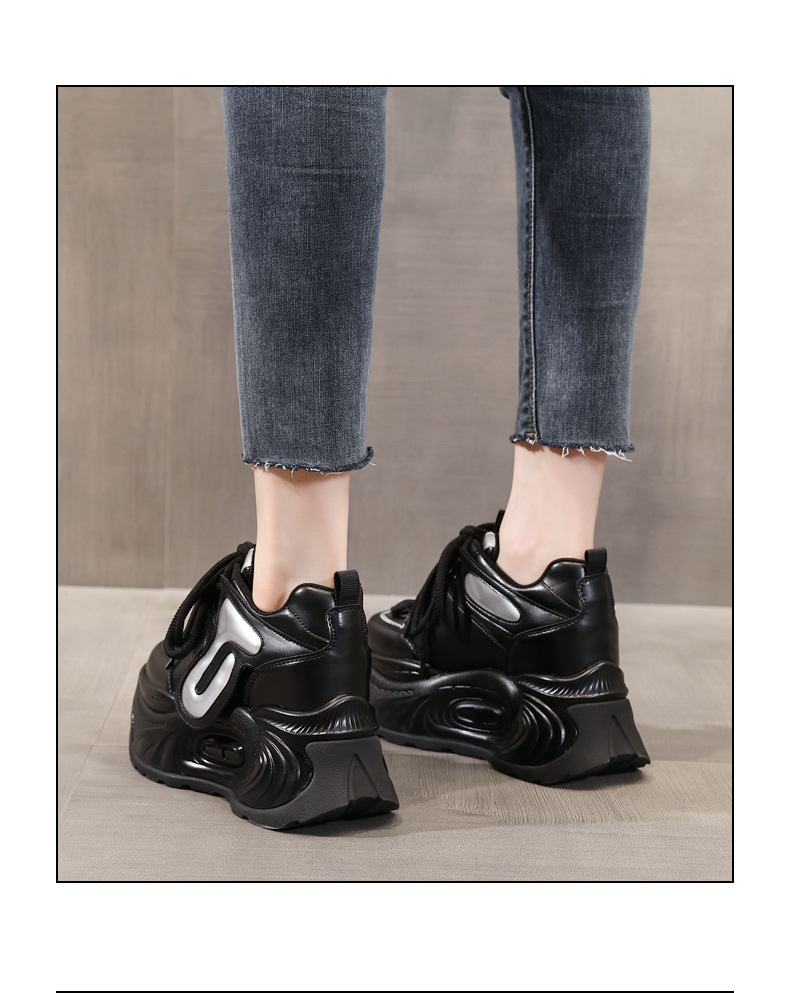 Giày sneaker nữ đế dày tăng chiều cao phong cách bánh xốp mềm mại — Màu be chi tiết 19
