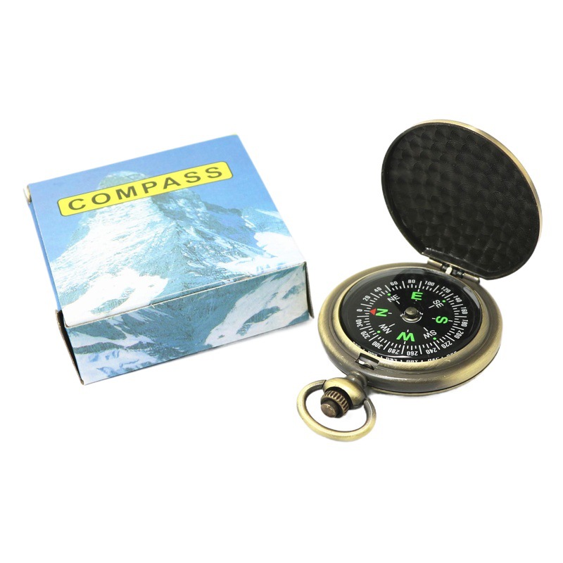 En stock J35A Metal Flip reloj de bolsillo brújula Norte aguja aleación de zinc brújula reloj de bolsillo al aire libre regalo de la vendimia