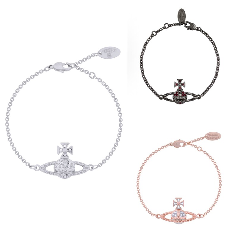 Classic Vivienne Westwood Studded Saturn Bracelet, Vivienne Rhombus Bracelet, Punk Godmother Retro Hand Jewelry for Women