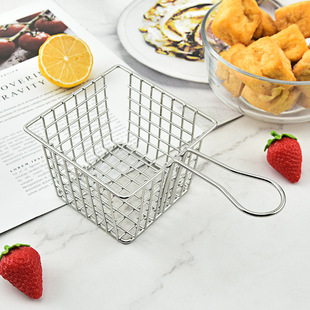 Stainless steel food basket snack basket dessert fried basket fried chicken fries oil filter drying food oil separation basket