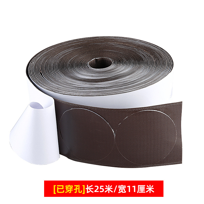 Con adhesivo, 25 m de largo y 11cm de ancho, perforado
