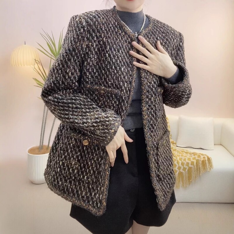 [on Sale at the Counter Simultaneously] 2026 Spring New Fashion Versatile Woven Fragrant Cotton Jacket 731
