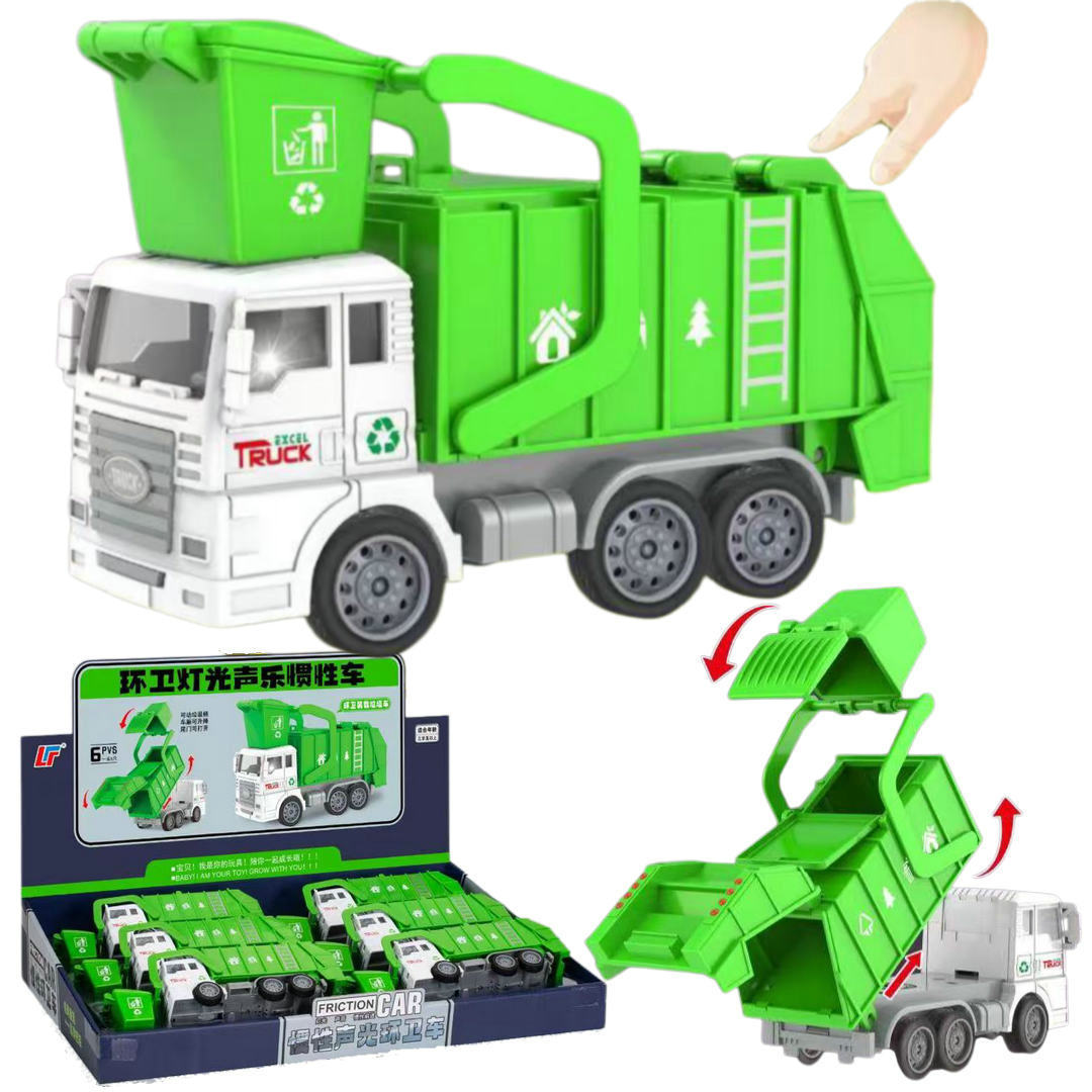 6-Pack Sound and Light Inertia Sanitation Truck 839-6 Boy Artificial Garbage Transport Truck Model Stall Kidsren's Toys Wholesale
