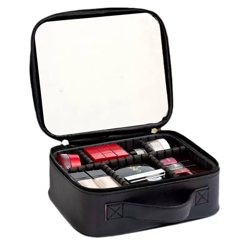 Espejo bolsa de almacenamiento portátil caja de almacenamiento de cosméticos caja de maquillaje simple portátil estilo coreano bolsa de viaje para mujeres multifuncional