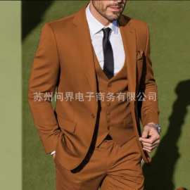 亚马逊速卖通西服男三件套西装套装休闲西装婚礼休闲主持商务男士