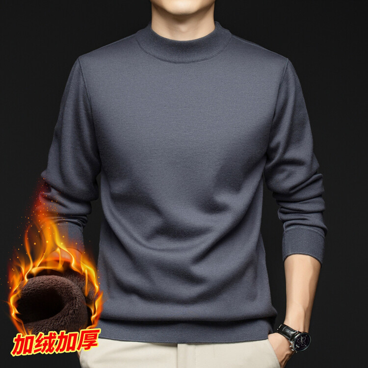 2025秋冬男士羊毛衫中年商务微弹百搭可机洗圆领毛衫休闲打底代发