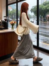 小个子辣妹吊带连衣裙套装女秋冬外穿镂空针织衫遮肉显瘦字长裙