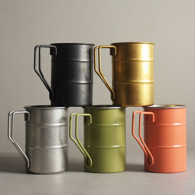 304 taza de acero inoxidable al aire libre creativo taza de camping Morandi color conveniente taza de agua barbacoa camping taza de comedor