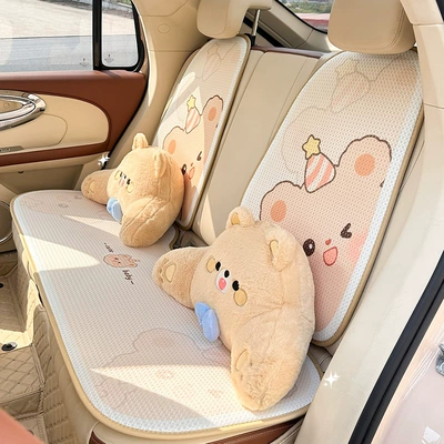 Summer New Car Seat Cushion, Universal for All Seasons, Cute Bear Car Interior Seat Cover
