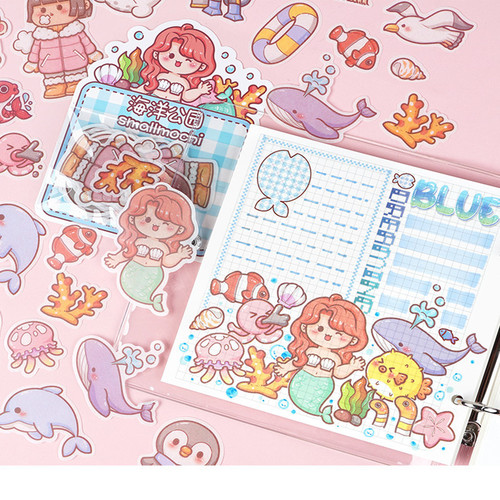 Small mochi notebook sticker pack set water cup decoration small pattern cartoon cute girl material pack and paper stickers