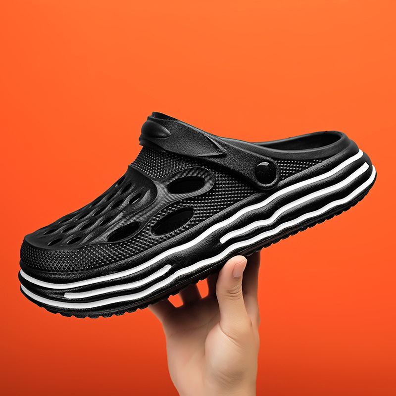 Couple's Summer Hollow Breathable Sports Beach Shoes Men's Casual Non-Slip Soft Top Quality Closed-Toe Slippers Thick Sole_voghion.com