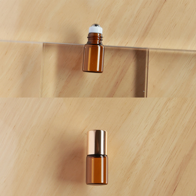 Botella roll-on para aceites esenciales cosméticos, botella marrón para aceites esenciales, botella transparente para reactivos, botella roll-on de vidrio, botella de perfume ámbar.