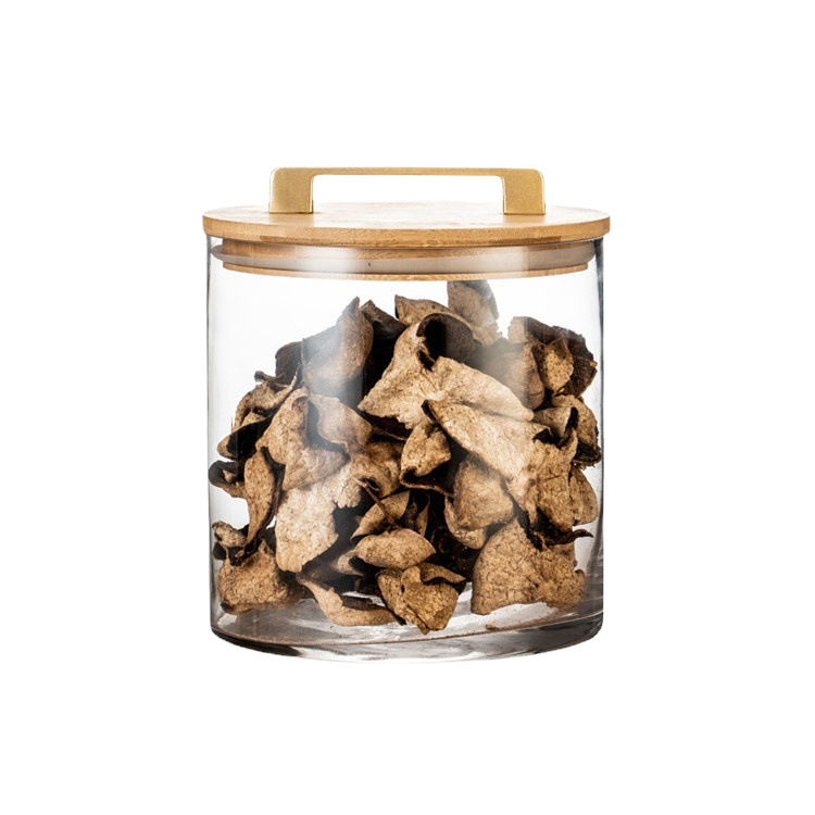 Gran capacidad de tarro sellado tarro de té transparente hogar bambú tapa de madera sellado tarro de almacenamiento de vidrio de borosilicato tarro