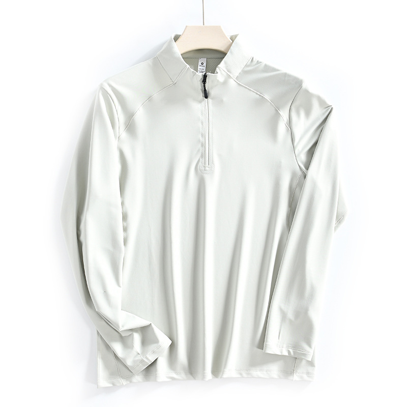 Men's Clothing Outdoor 3D vertical cutting high elastic sports leisure stand collar quick drying bottom long sleeved T shirt sweatshirt_voghion.com