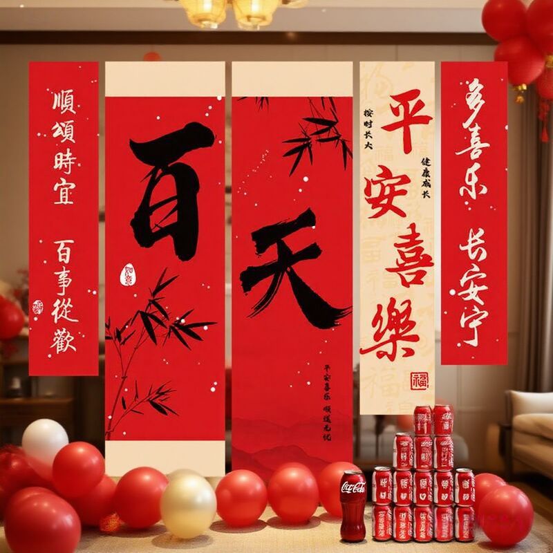 宝宝百天条幅挂布百日宴贴纸场地布置仪式拍照背景布道具气球套装|undefined