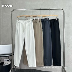 男性と女性のための春の新しいカジュアルパンツ、多用途でファッショナブルなストレートドローストリングスモールパンツ、ゆったりとしたワイドレッグ