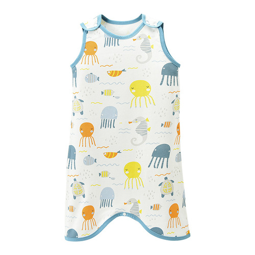 Bazitu cross-border summer thin baby one-piece pajamas baby anti-kick quilt pure cotton children's vest children's sleeping bag