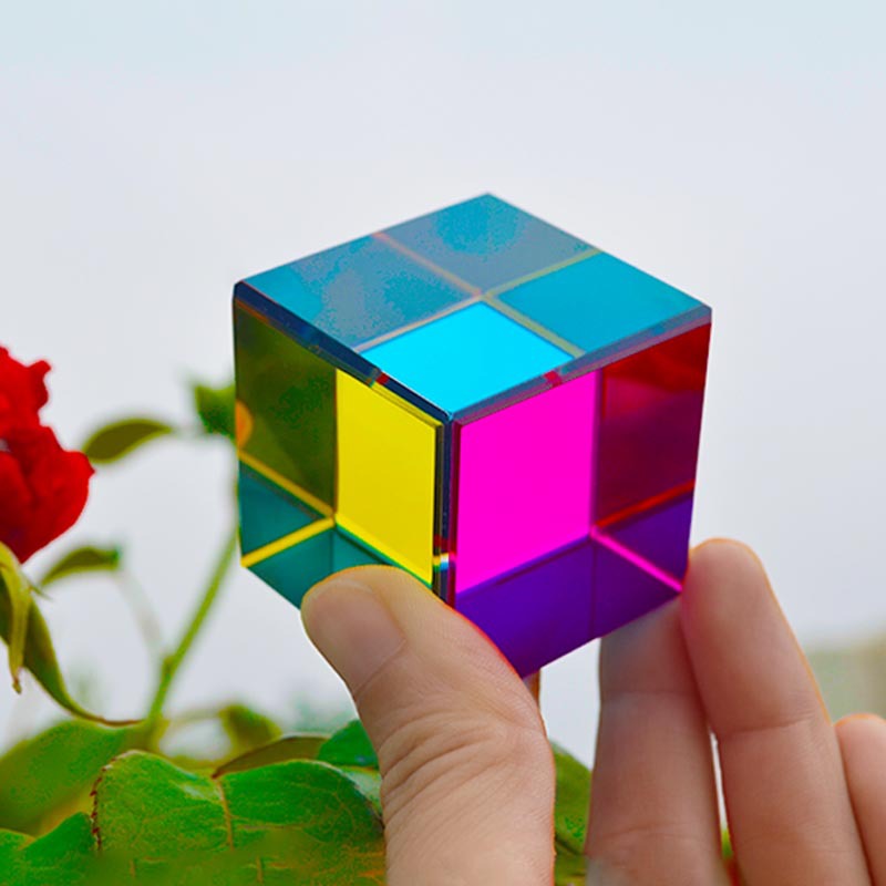 太阳捕手 三色立方体 阳光减压桌面摆件 水晶玻璃工艺品 生日礼物