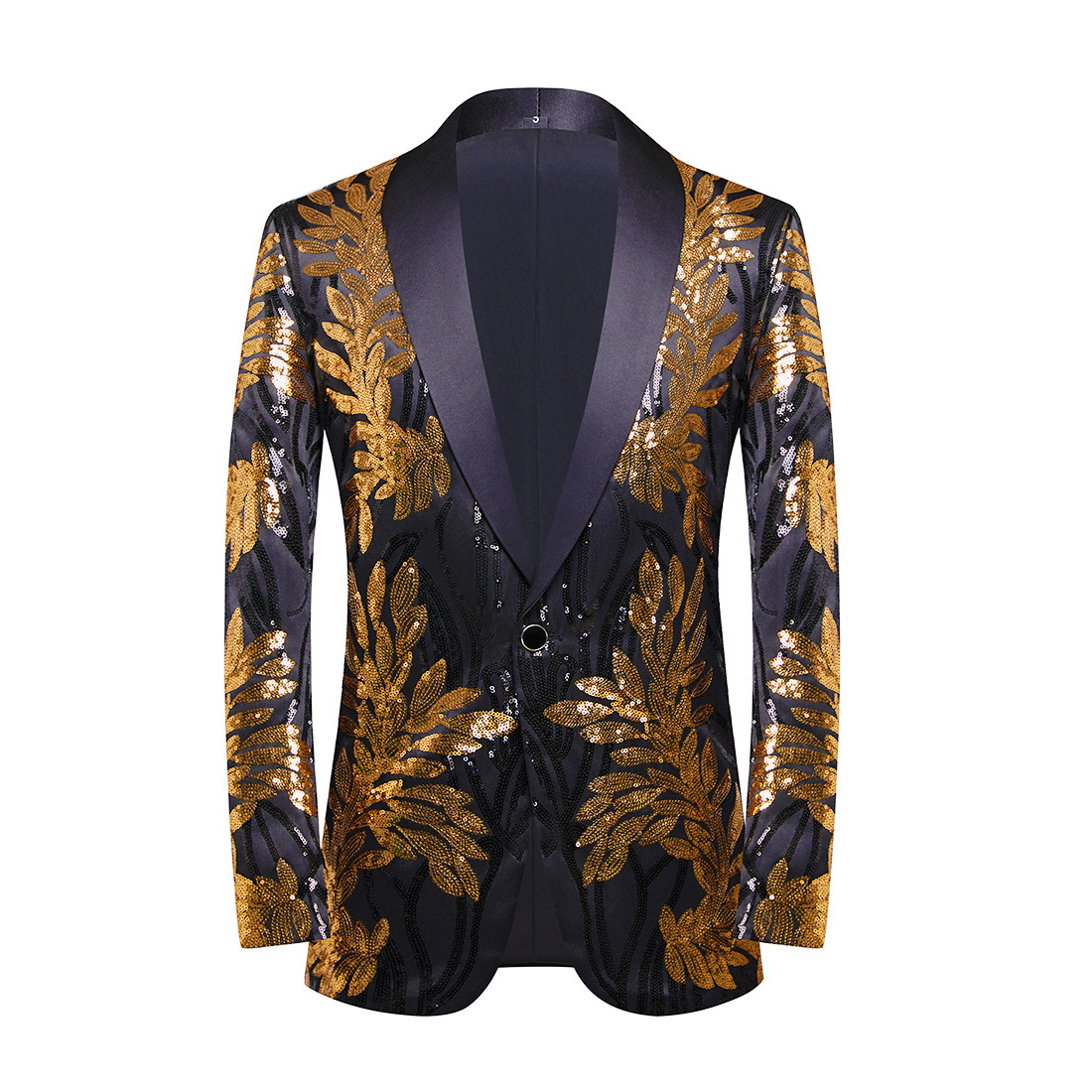 QFV507045555501<2 QFV507045555501<2 Men's High-Quality Gold Sequin Embellished Blazer Casual Suit Jacket Host Singer Performance Outfit_voghion.com
