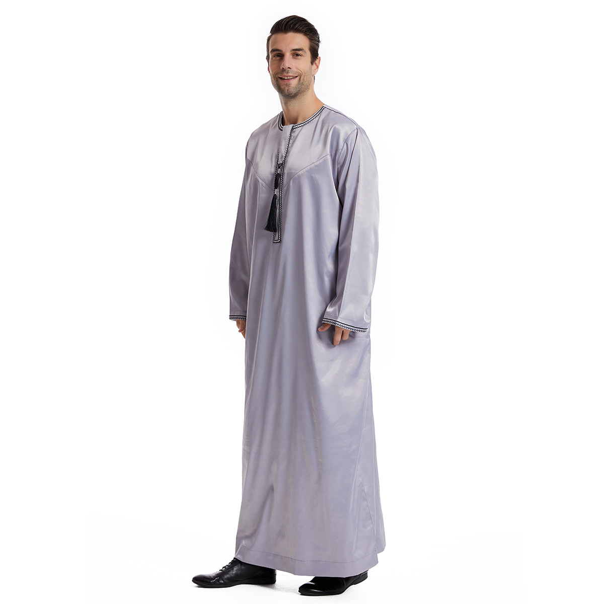 Pánské oblečení, pánská abája z Blízkého východu, jednoduchý muslimský kaftan_voghion.com