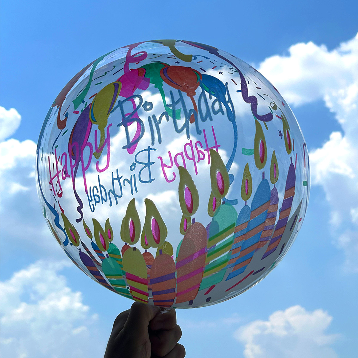 Red de red transparente estampado luminoso de 20 pulgadas bola de onda mercado nocturno puesto callejero globo decoración de cumpleaños accesorios