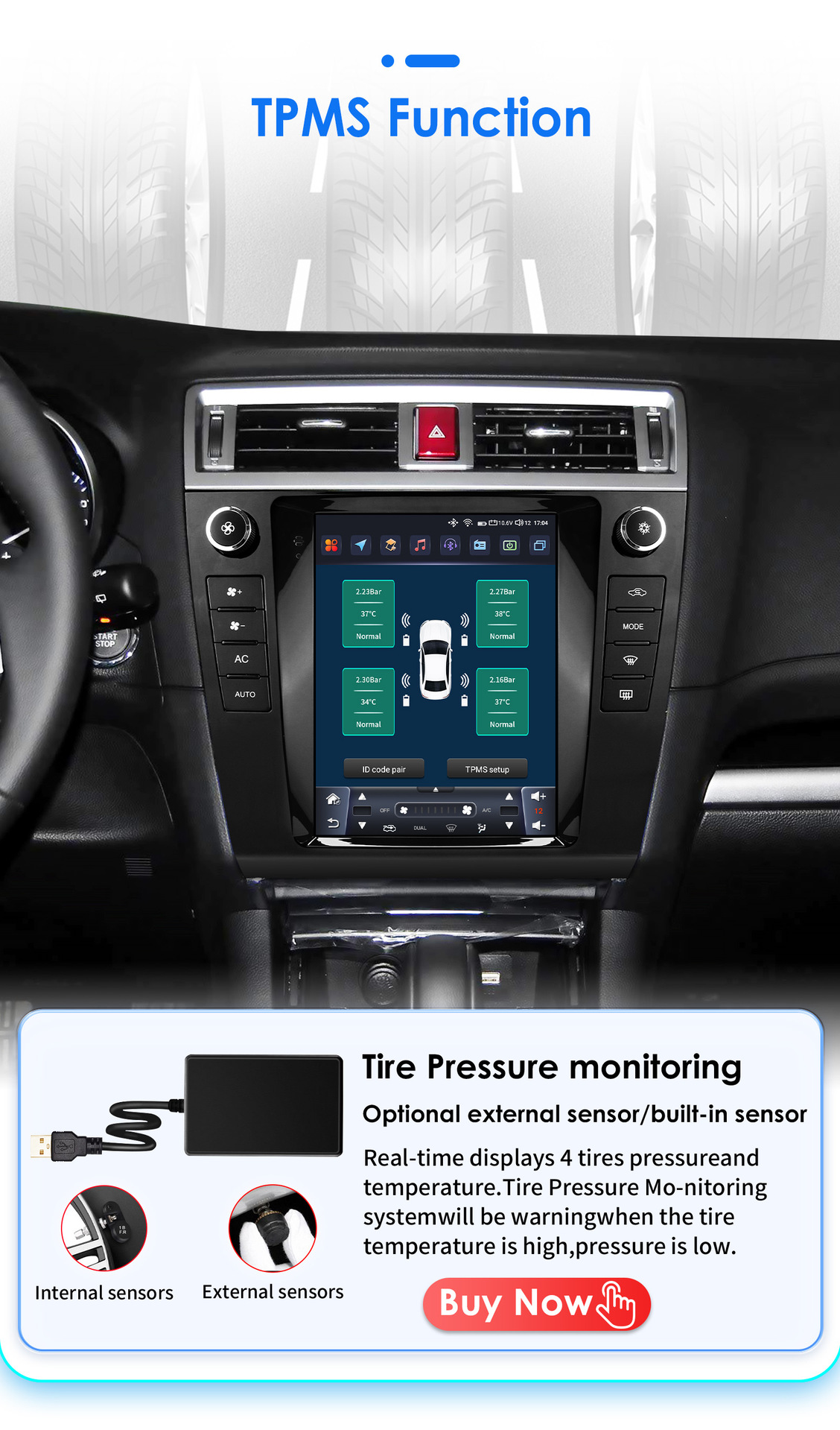 Suitable for 15-19 Subaru Outback 9.7inch Vertical Screen Android Car Mp5 Navigator with Wireless Carplay