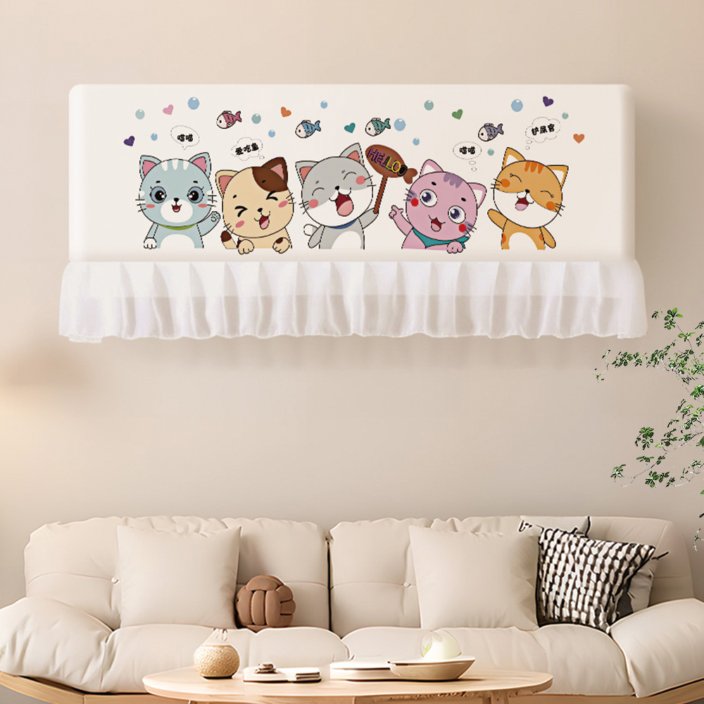 Tablero de cortina de parabrisas de aire acondicionado Tela de cubierta antipolvo de soplado recto 2025 nueva cortina de hilo de barrera para bebés de confinamiento montado en la pared