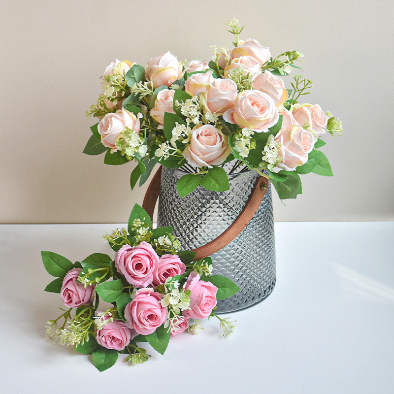 7-cabeza artificial multi-cabeza Rosa ramo boda decoración de la boda flor artificial fotografía diseño apoyos flor falsa