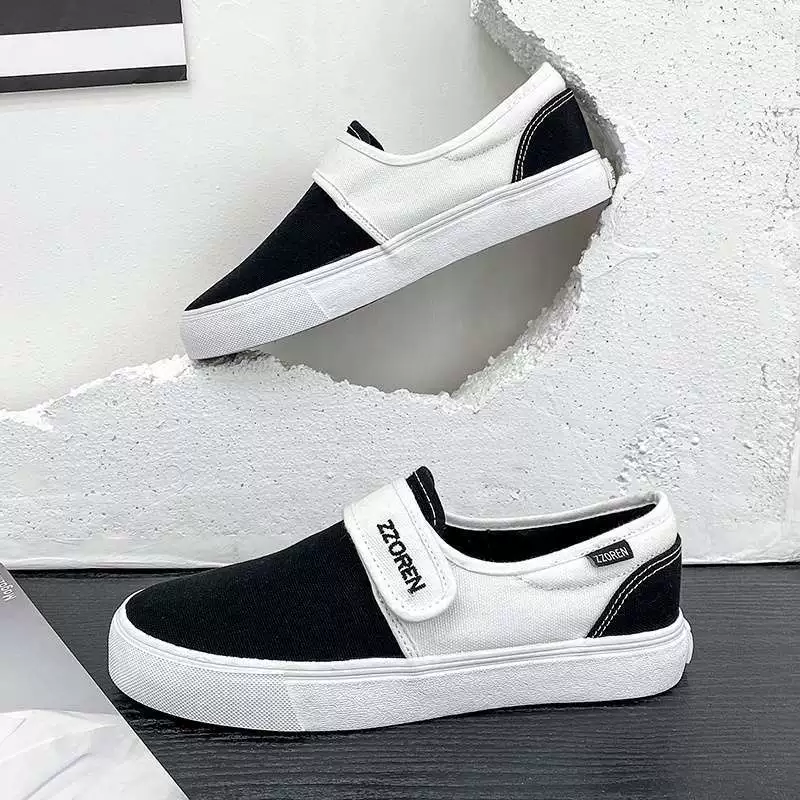 Low footwear with velcro, shoes for beloved, cloth sneakers, trend of season