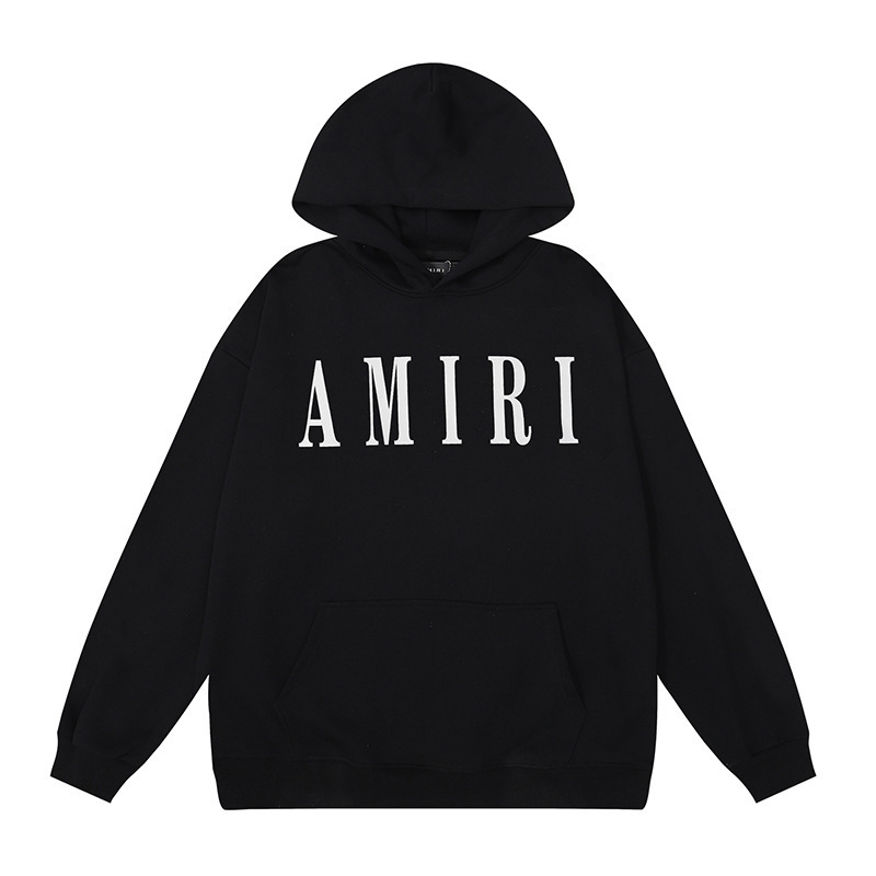 アメリカンストリート Amiri ニッチハイストリート男性と女性のカップルソリッドカラーコットンプリントプルオーバースウェットシャツレトロパーカー|undefined