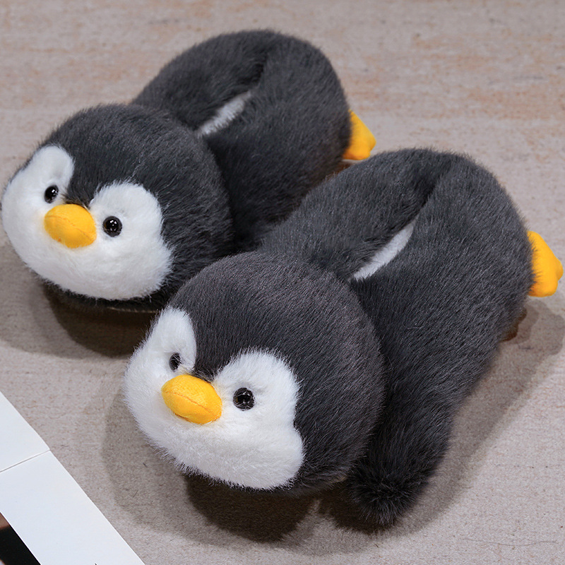Cartoon transfronterizo pingüino zapatos para el hogar zapatillas de oficina de niñas zapatillas de algodón zapatillas de peluche para niños zapatillas de calentamiento gruesas