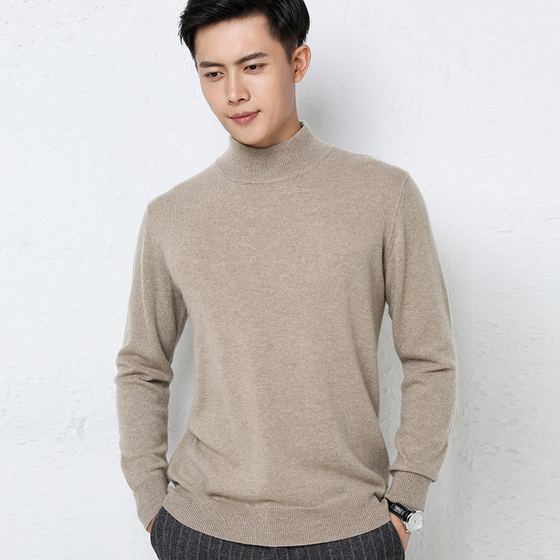 Wholesale 2024 autumn and winter new men's business pullover solid color casual sweater men's base half high collar sweater winter