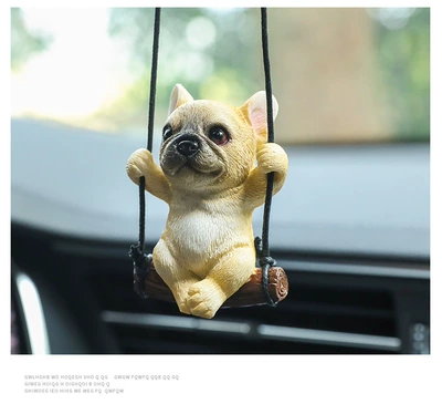 Bulldog car pendant rearview mirror car pendant advanced sense car pendant decoration small fresh diy jewelry (Car hanging) - french-dou-yellow