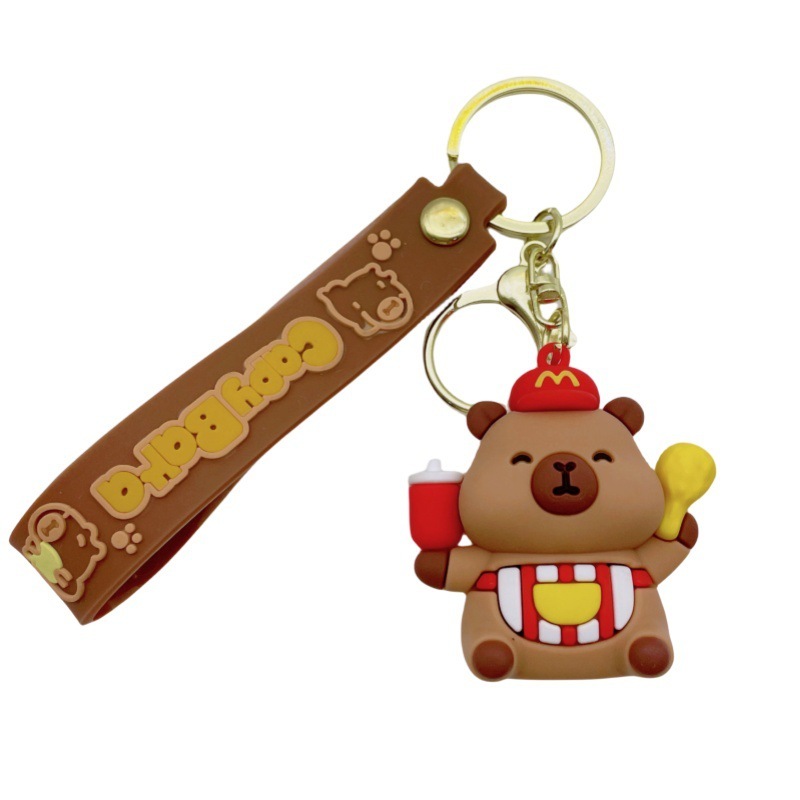 ハンバーガーカピバラクリエイティブ小さなギフトキーホルダー PVC ソフトラバーバッグカピバラキーホルダーペンダント人形|undefined