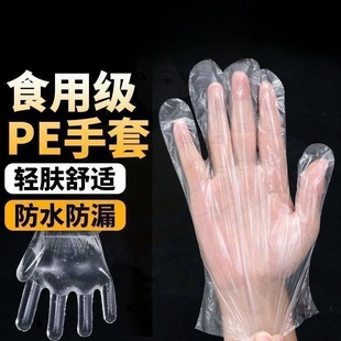Food Grade Catering Kitchen Household Pe Gloves Disposable Gloves Bagged Thickeneded Oil-Proof Gloves Thickeneded Plastic Thin