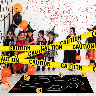 Halloween Horror Holiday Decoration Yellow Caution Warning Tape Party Courtyard Outdoor Layout Prop Line