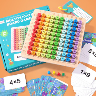 Cross-Border Kidsren's Wooden Three-In-One 99 Multiplication Table Hundreds Board Early Education Primary School Students Mathematics Educational Teaching Toys