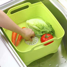 家用全套洗菜篮塑料洗菜厨房洗菜篮带盖沥水篮加厚移动水槽