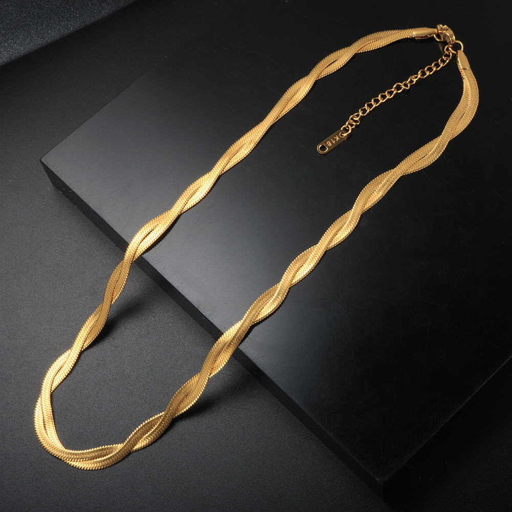 304 Stainless Steel Material Twist Pattern Women'S Gender Wholesale Jewelry Fashion Twist 304 Stainless Steel 18K Gold Plated Rose Gold Plated Plating Stainless Steel Jewelry Sets