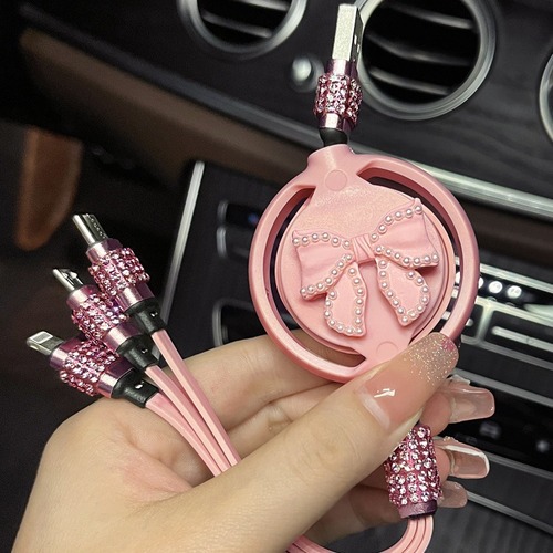 Car charger tpyec fast charging car female one to three data cable suitable for Huawei Android Apple three-in-one