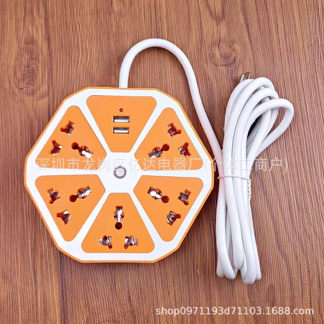 Creativa flor de ciruela caja de cartón de agujero universal usb con enchufe de alambre fruta hexagonal fila africana enchufable al por mayor