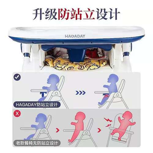 Hagaday Hakkada Children's Folding Multifunctional Dining Chair Household Baby Eating Table Chair for Delivery
