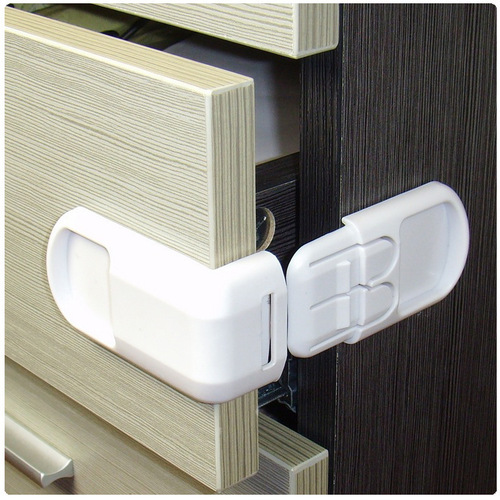 2024 New 3 Colors 90 Degree Lock Wardrobe Lock Door Lock White Double Snap Multifunctional Safety Right Angle Lock Baby Supplies