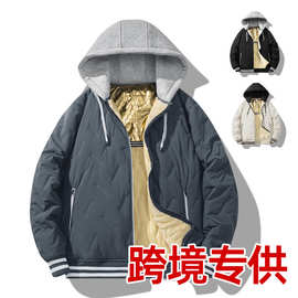 跨境批发源头工厂新款青少年石墨烯连帽超声波棉服羊羔绒秋冬棉衣