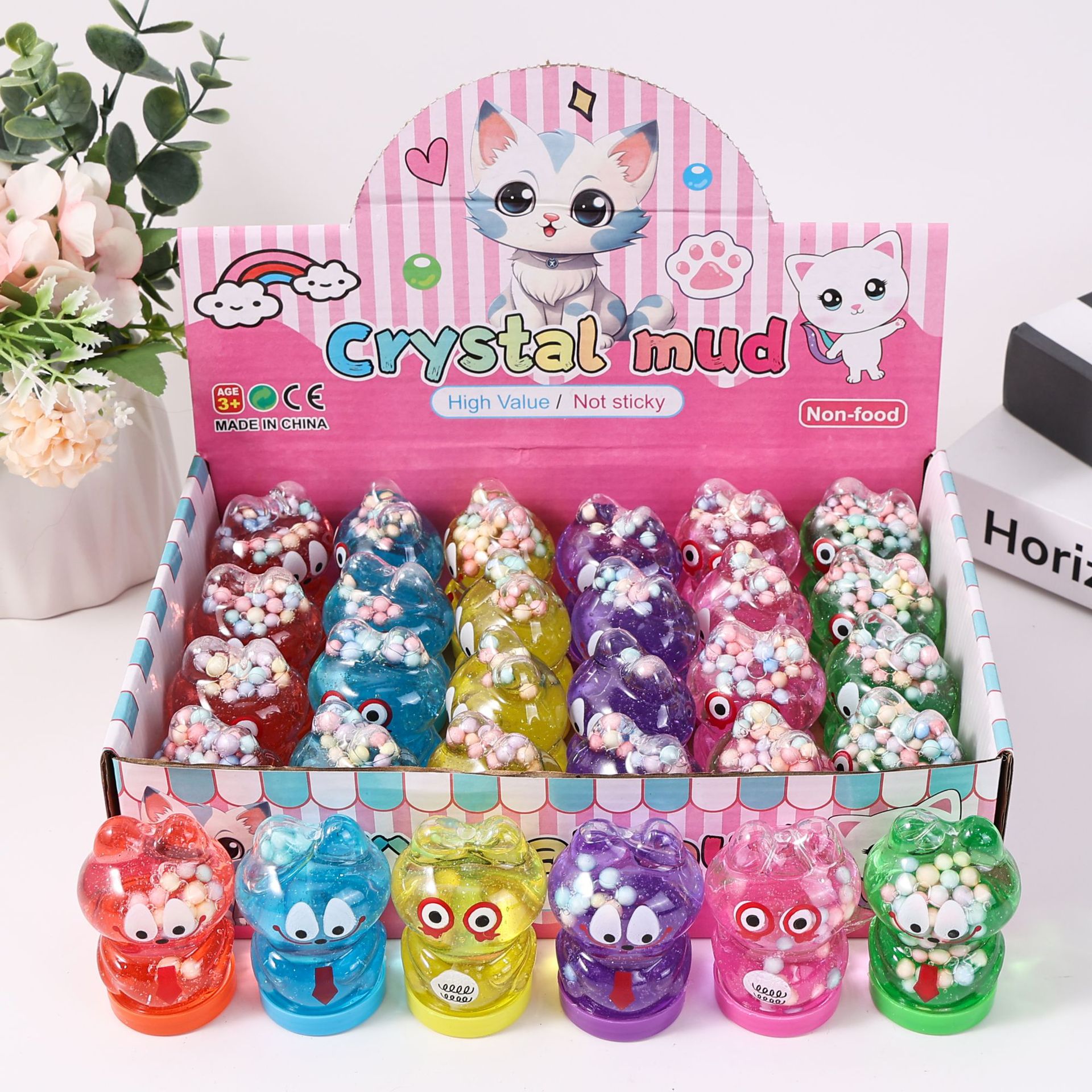 24 piezas de pegamento espumoso de cristal, pegamento M seguro, no tóxico, no pegajoso, juguete educativo, arcilla DIY.