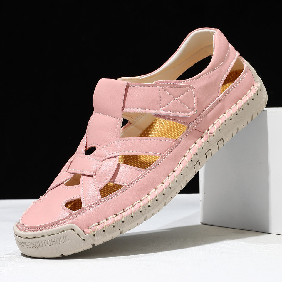 Dép sandal nữ quai ngang đế bằng dệt mềm nhẹ chống trượt đi biển — 2509 màu, 2509 màu hồng, 2509 quả mơ, 2509 xanh