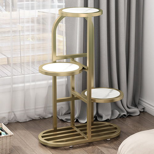 Iron flower stand storage rack flower stand living room floor-standing combination round flower stand balcony pothos spider plant stand