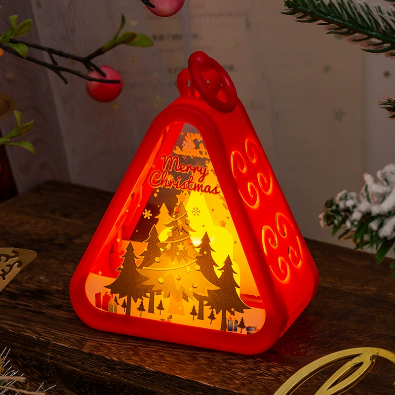 Christmas table night light, triangular decorative lamp, battery‑powered, 9.5×5.5×12.5 cm